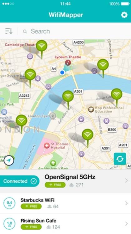 La aplicación Wifimapper está basada en los datos proporcionados por los usuarios de la plataforma OpenSignal