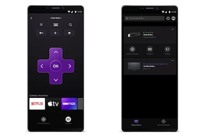 La app Roku ofrece la opción de usar el celular como un control remoto