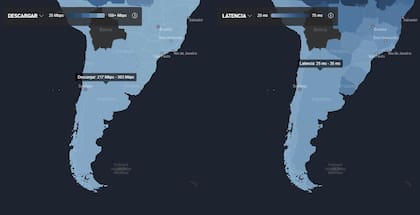 La Argentina, al igual que el resto del Cono Sur, tiene en promedio una óptima velocidad de conexión a la internet satelital de Starlink, medido en el ancho de banda disponible para descargar datos y en la latencia promedio