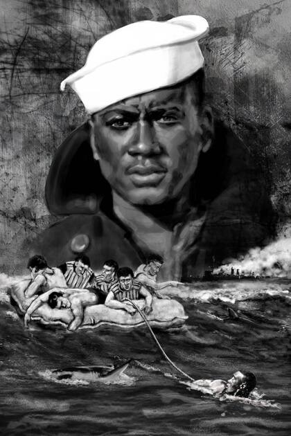 La Armada estadounidense hizo una pintura de Charles French y de su sorprendente hazaña