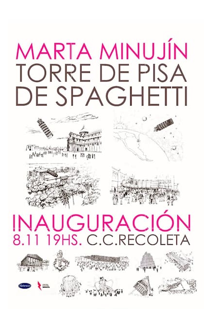 La artista Marta Minujín inaugurará el evento con su obra La Torre de Pisa de Spaghetti en el Centro Cultural Recoleta