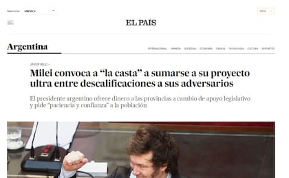 La Asamblea Legislativa de Milei en El País