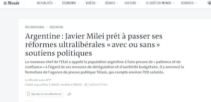 La Asamblea Legislativa de Milei en Le Monde