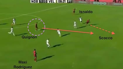 La asistencia de Quignon para Scocco, en el 1-0 ante Vélez