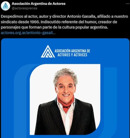 La Asociación Argentina de Actores despidió a Antonio Gasalla