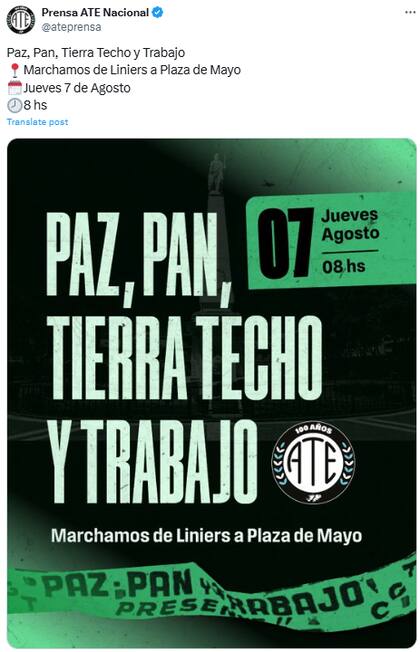 La Asociación de Profesionales y Técnicos (APyT) criticó la firma de la paritaria (X: @ateprensa)