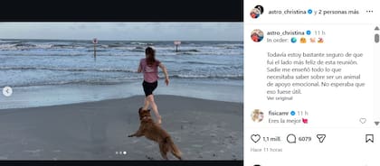 La astronauta estadounidense le dedicó un posteo especial a su perra Sadie