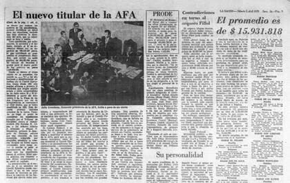 La asunción de Julio Grondona como presidente de la AFA, en las páginas de LA NACION