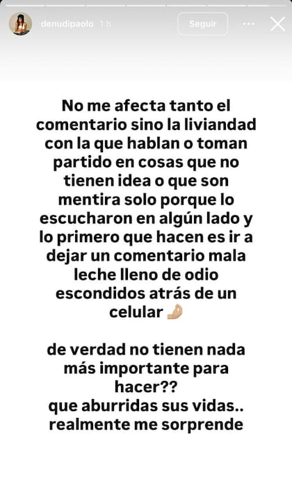 La bailarina le dio su apoyo a la cantante (Foto: Instagram @denudipaolo)