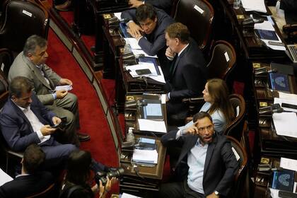 La bancada de Juntos por el Cambio durante la fallida discusión del presupuesto