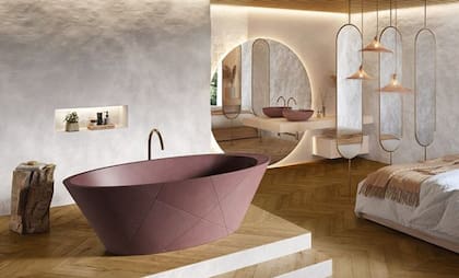 La bañera 'freestanding' puede aportar color y textura a un ambiente