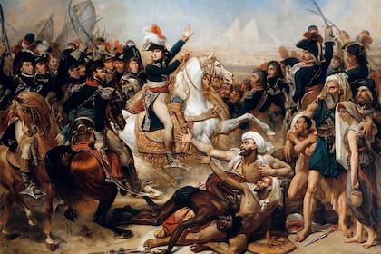 "La batalla de las pirámides", del pintor Antoine-Jean Gros, retrata a Napoleón Bonaparte en medio de su campaña para conquistar Egipto