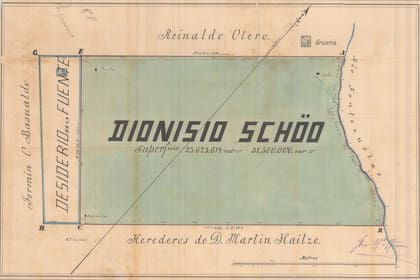 La Benicia, de Schoo, en Pergamino Mensura de 1872. Crédito Depto Archivos GSC-PBA