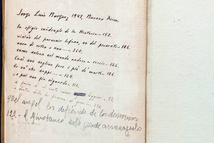 Anotaciones en un tomo del "Inferno", fechadas en 1943, cuando Borges trabajaba en la Biblioteca Miguel Cané