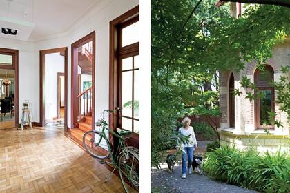 Acompañada por sus perras, Luna y Lala, la dueña de casa se dirige desde el patio delantero a la galería, refugio de lectura por excelencia, ideal para llevar adelante una de sus pasiones: la investigación sobre la relación entre culturas.