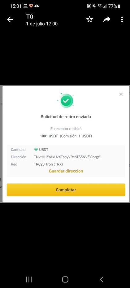 La billetera virtual en que recolectó las inversiones