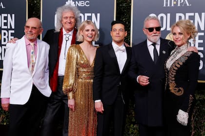 Productores y elenco de Bohemian Rhapsody, la gran sorpresa de la noche