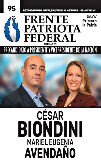 La boleta de César Biondini por el Frente Patriota Federal