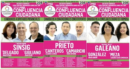 La boleta de Confluencia Ciudadana en las elecciones de Formosa de este domingo 29 de junio