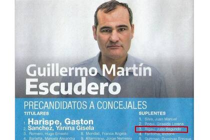 La boleta en la que figuró como candidato Rigau