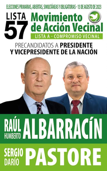 La boleta Raúl Albarracín por el Movimiento de Acción Vecinal