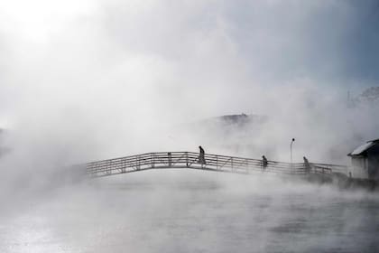 La bruma de las aguas termales en Copahue.