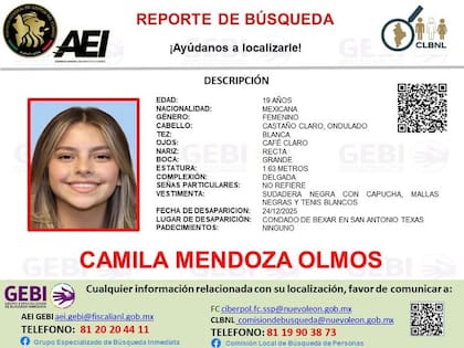 La búsqueda de Camila Mendoza Olmos se extendió a Nuevo León, México