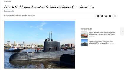 La búsqueda del submarino ARA San Juan, en los medios del mundo