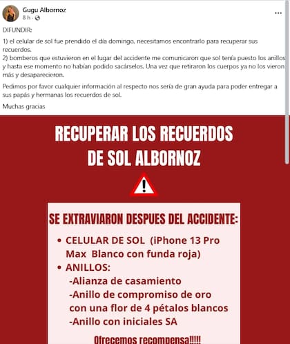 La búsqueda se centra específicamente en un iPhone 13 Pro Max y tres anillos de valor afectivo