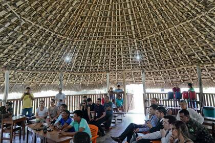 La cabaña indígena tradicional "maloca", en la reserva de Waimiri-Atroari en el estado de Amazonas en donde tuvo lugar la audiencia