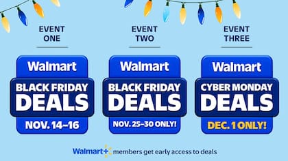 La cadena adelanta el Black Friday en noviembre y ofrece descuentos del 14 al 16 y del 25 al 30 de noviembre (Captura/Walmart)