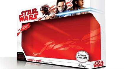 La caja de juguetes que presentó Disney, y que muestra el aspecto del trío protagónico en Episodio VIII