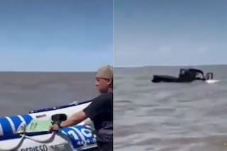 Dos hombres quisieron cruzar el Río de la Plata con una camioneta, pero los tapó el agua y tuvieron que volver nadando