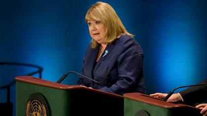 La canciller argentina, Susana Malcorra, durante un debate en la carrera para reemplazar a Ban Ki-Moon en la ONU