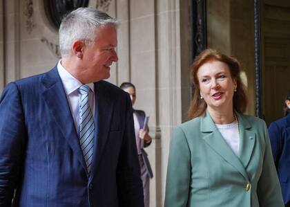 La canciller Diana Mondino y el secretario general de la Ocde, Mathias Cormann, el jueves en el Palacio San Martín.