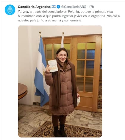 La Cancillería compartió la noticia en las redes sociales