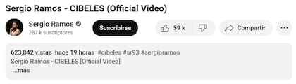 La canción de Sergio Ramos alcanzó las 623 mil visualizaciones