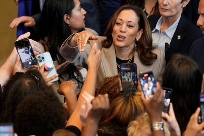 La candidata presidencial demócrata Kamala Harris en un evento en Largo, Maryland, el 15 de agosto del 2024. (Foto AP/Susan Walsh)