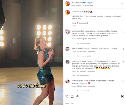 La cantante fue duramente criticada tras compartir imágenes de su nuevo videoclip (Instagram @laura_esquivel)
