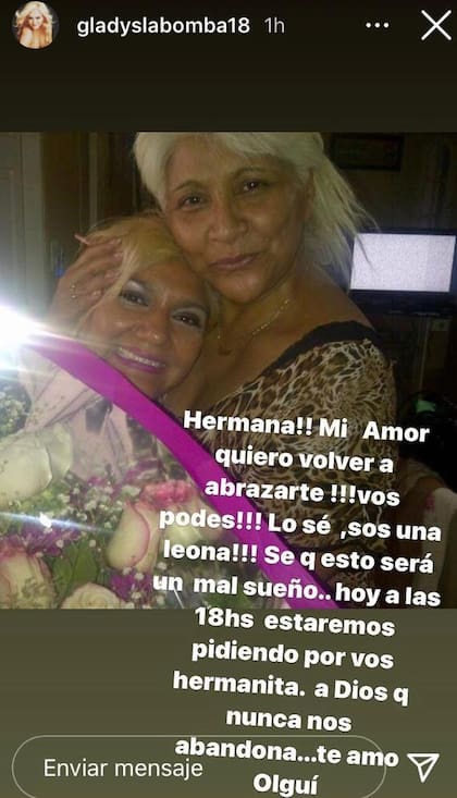 La cantante pidió a sus seguidores que recen por la salud de su hermana mayor