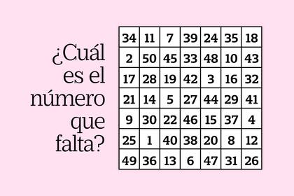 La cantidad de filas y columnas puede ayudarte a encontrar el número que falta