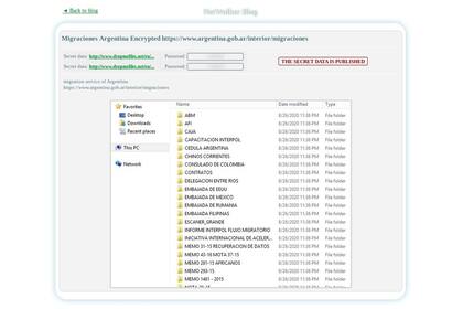La captura de pantalla con la que los ciberdelincuentes demuestran que accedieron a los datos del Ministerio del Interior