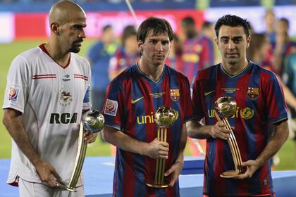 La cara de Verón en la entrega de premios es elocuente: en 2009, el Barcelona de Messi y Xavi le ganó a Estudiantes la final del Mundial de Clubes en el alargue