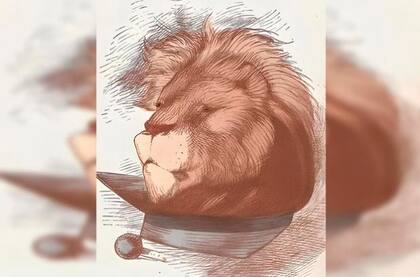 La cara del león oculta la figura de un hombre.