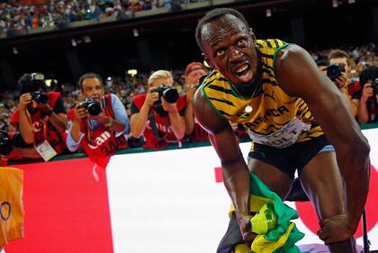 La cara que se te puede quedar después de esprintar podría ser esta, cara de estar quemando muchas grasas. Bolt lo hace todo el tiempo