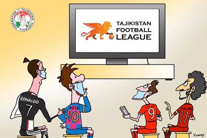 La caricatura con la que la Federación de Fútbol de Tayikistán promocionó el inicio de la Vysshaya Liga