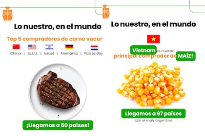 La carne argentina llegan a 50 países, mientras que el maíz a 67 países