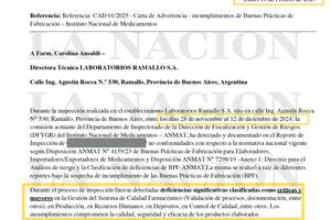 La carta de Anmat que advirtió "deficiencias críticas" en el laboratorio donde se produjo después fentanilo