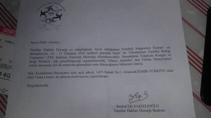 La carta de invitación a Bebote