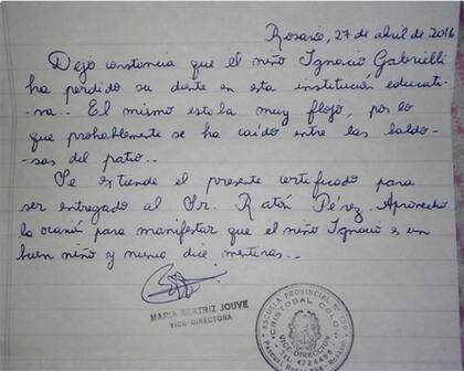 La carta de la maestra al Ratón Pérez